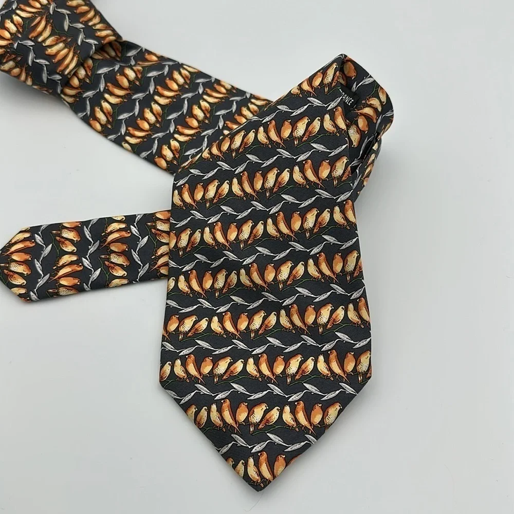 Lancel Paris Birds on Branch Silk Tie